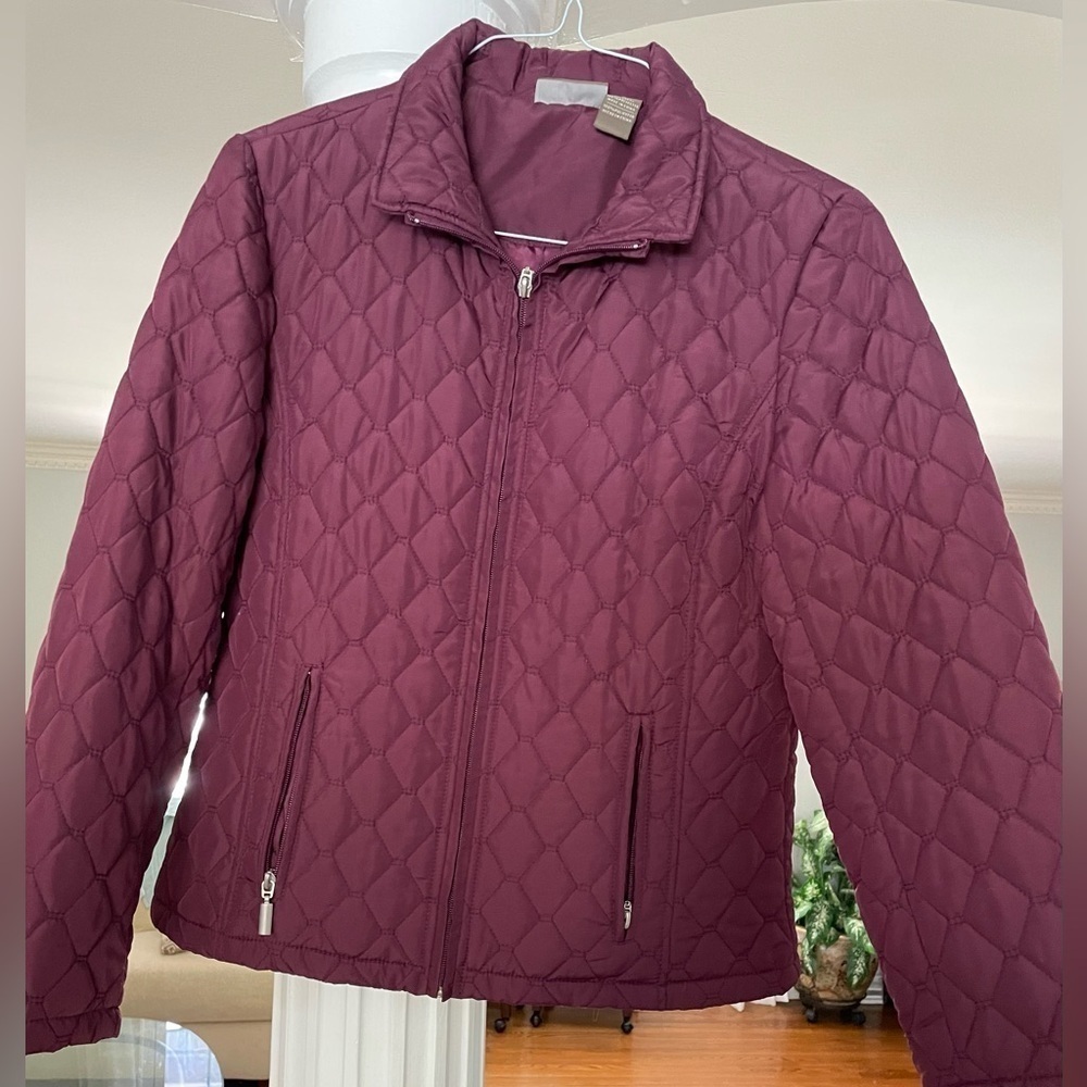 Jane Ashley women’s quilted lightweight coat color plum size small